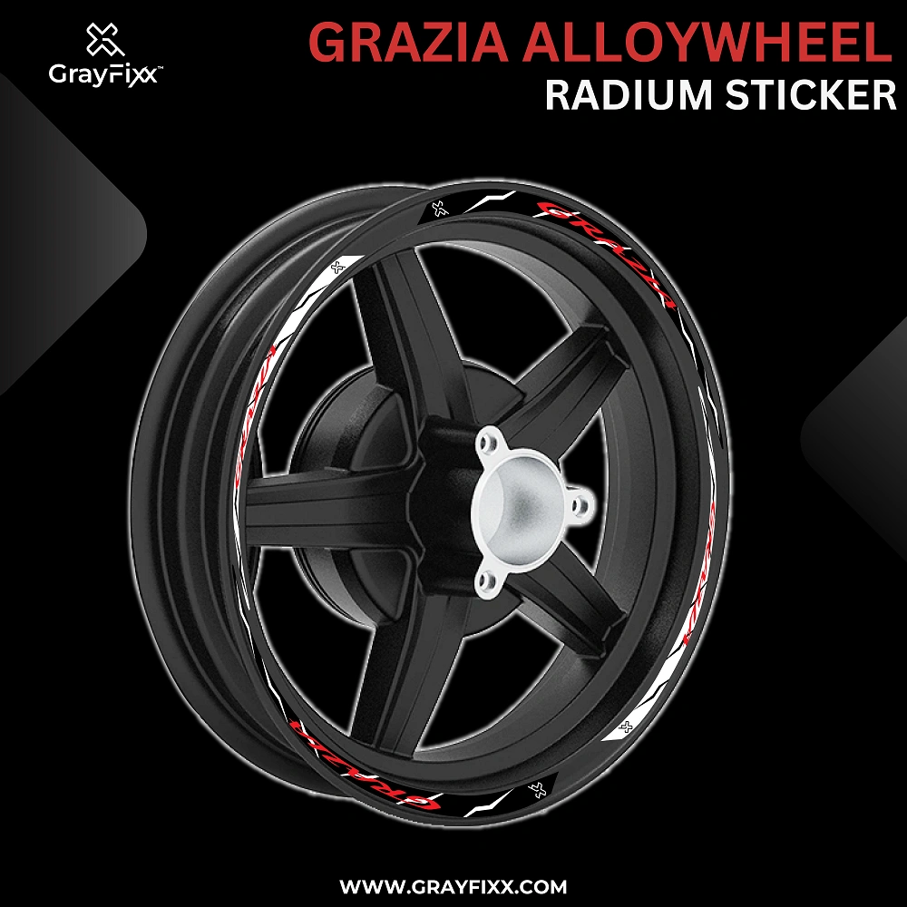Alloy Wheel Radium Sticker for Grazia 125 | Made in Premium Radium with FPF (Fade Protection Film), Precut Sticker, Waterproof, Pack of 1